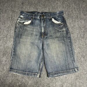 Satin Denim Men's Size 34 Blue‎ Wash Jean Shorts Cargo Casual